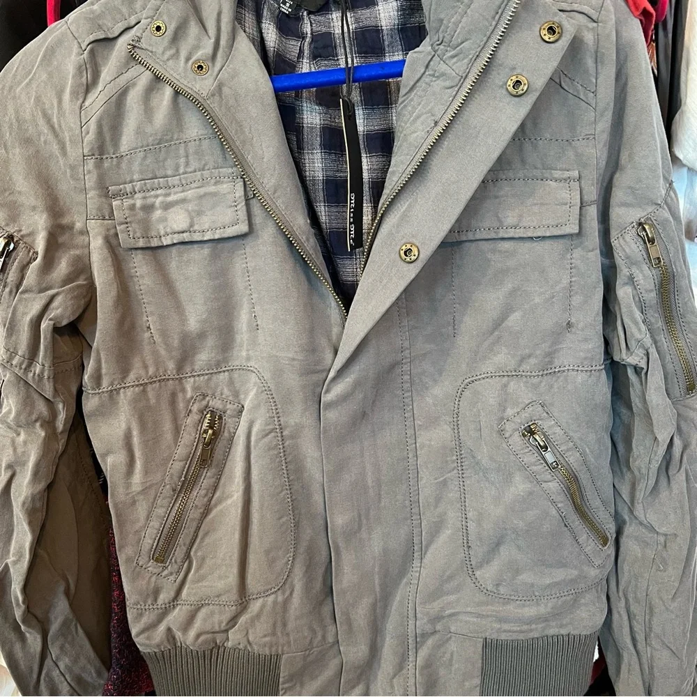 NWT Miss Me Olive Green Full Zip & Snap Stud Rhinestone Utility Jacket